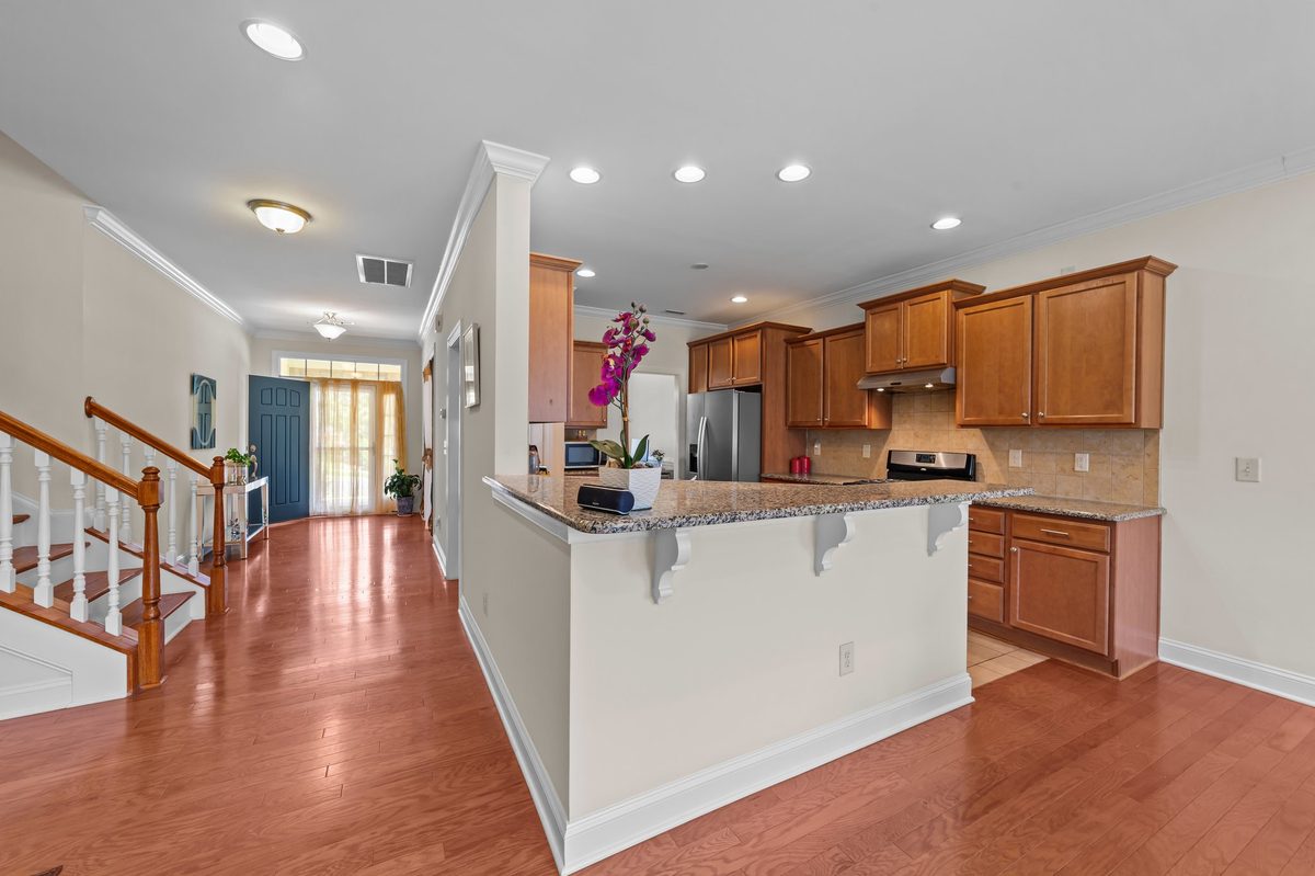 From living room · All the way to the front door